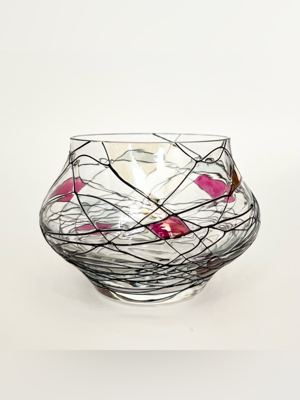PartyLite Glass Tealight Candle Holder Tiffany Mondrian Inspired Delicate Art - Picture 3 of 7